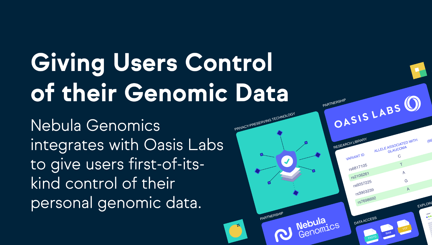 Nebula, Oasis Labs Integrate to Give Users Ownership of Their Personal Genomic Data 