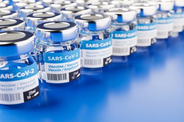 vials labelled 'SARS-CoV-2 Vaccine' - idea of COVID-19 vaccine supply