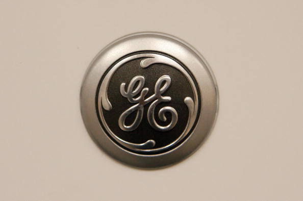 GE's logo portrayed in metal