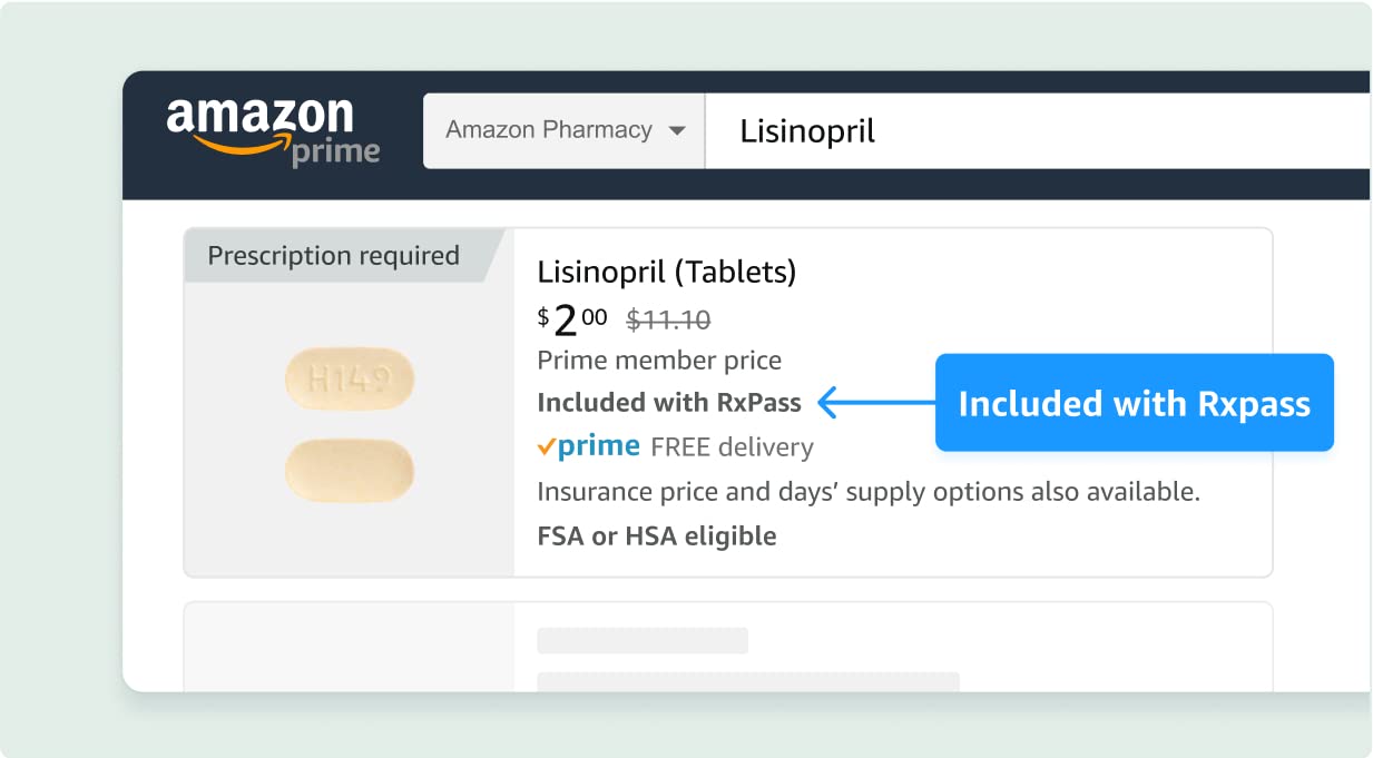 Medication search result showing the RxPass eligible badge