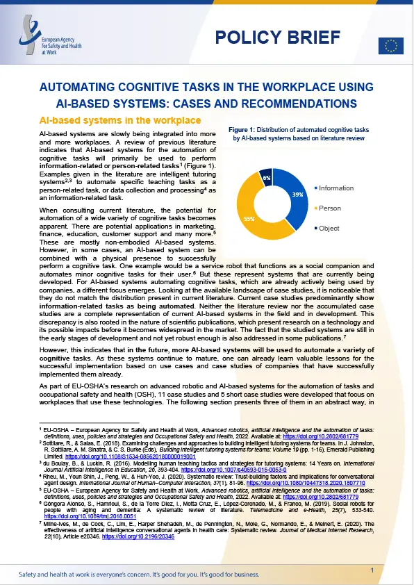 Automating cognitive tasks in the workplace using ai-based systems: cases and recommendations
